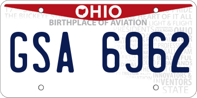 OH license plate GSA6962