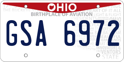 OH license plate GSA6972