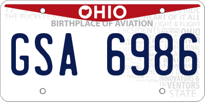 OH license plate GSA6986