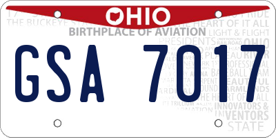 OH license plate GSA7017
