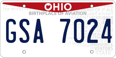 OH license plate GSA7024