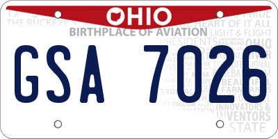 OH license plate GSA7026