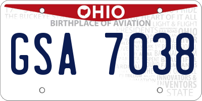 OH license plate GSA7038