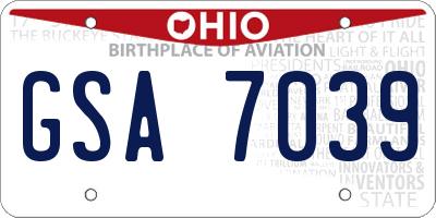OH license plate GSA7039