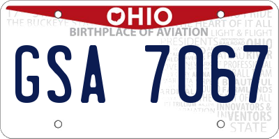 OH license plate GSA7067