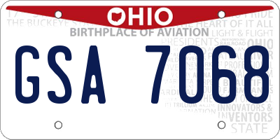 OH license plate GSA7068