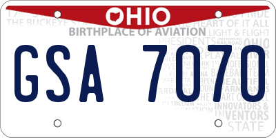 OH license plate GSA7070