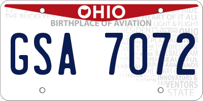 OH license plate GSA7072