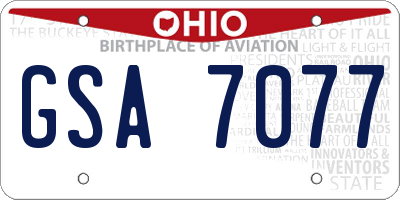 OH license plate GSA7077