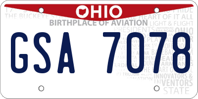 OH license plate GSA7078