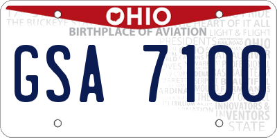 OH license plate GSA7100