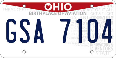 OH license plate GSA7104