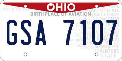 OH license plate GSA7107