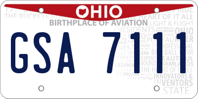 OH license plate GSA7111