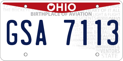 OH license plate GSA7113