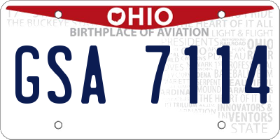 OH license plate GSA7114
