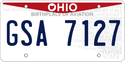 OH license plate GSA7127