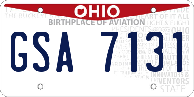 OH license plate GSA7131