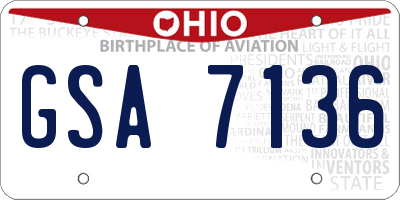 OH license plate GSA7136