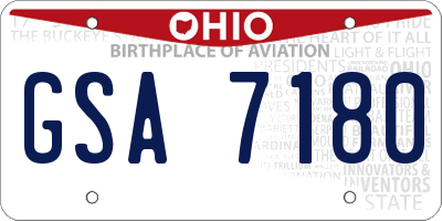 OH license plate GSA7180