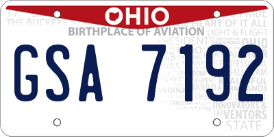 OH license plate GSA7192