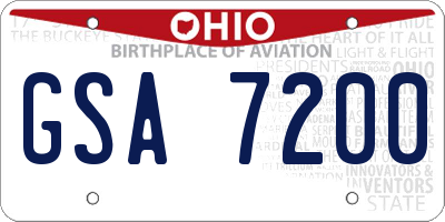 OH license plate GSA7200