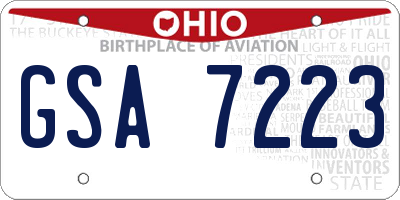 OH license plate GSA7223