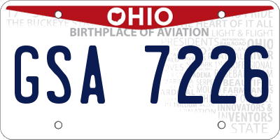 OH license plate GSA7226
