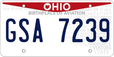 OH license plate GSA7239