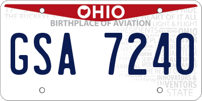 OH license plate GSA7240