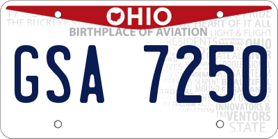 OH license plate GSA7250