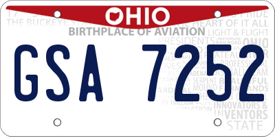 OH license plate GSA7252