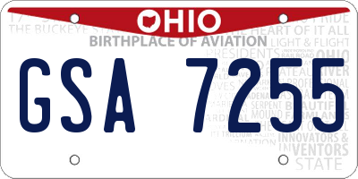 OH license plate GSA7255