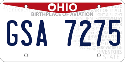 OH license plate GSA7275