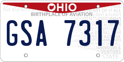 OH license plate GSA7317