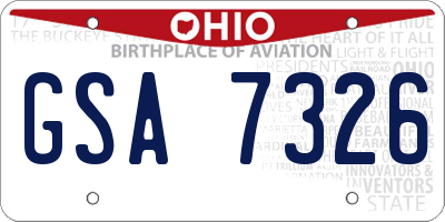 OH license plate GSA7326