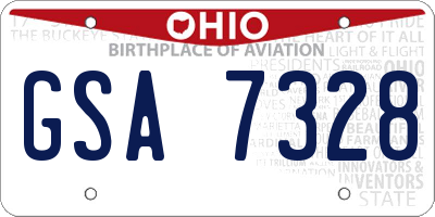OH license plate GSA7328