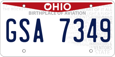 OH license plate GSA7349