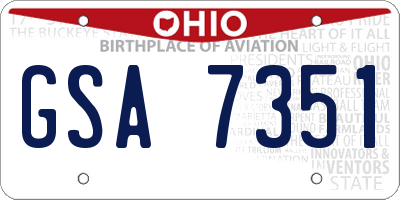 OH license plate GSA7351