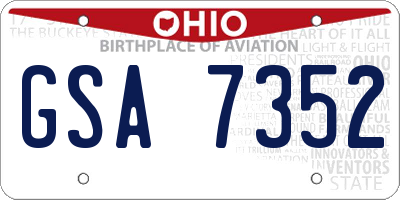 OH license plate GSA7352