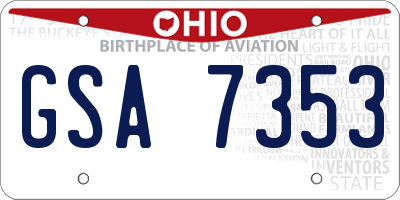 OH license plate GSA7353