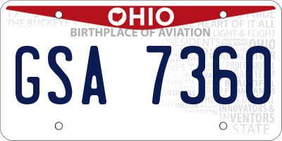 OH license plate GSA7360