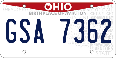 OH license plate GSA7362