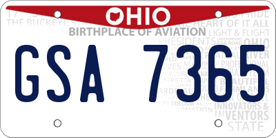 OH license plate GSA7365