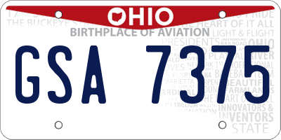 OH license plate GSA7375