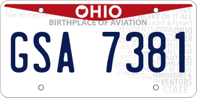 OH license plate GSA7381