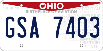 OH license plate GSA7403