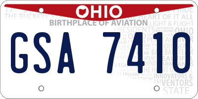 OH license plate GSA7410