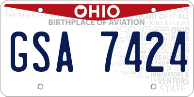 OH license plate GSA7424