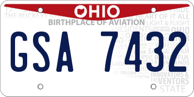 OH license plate GSA7432